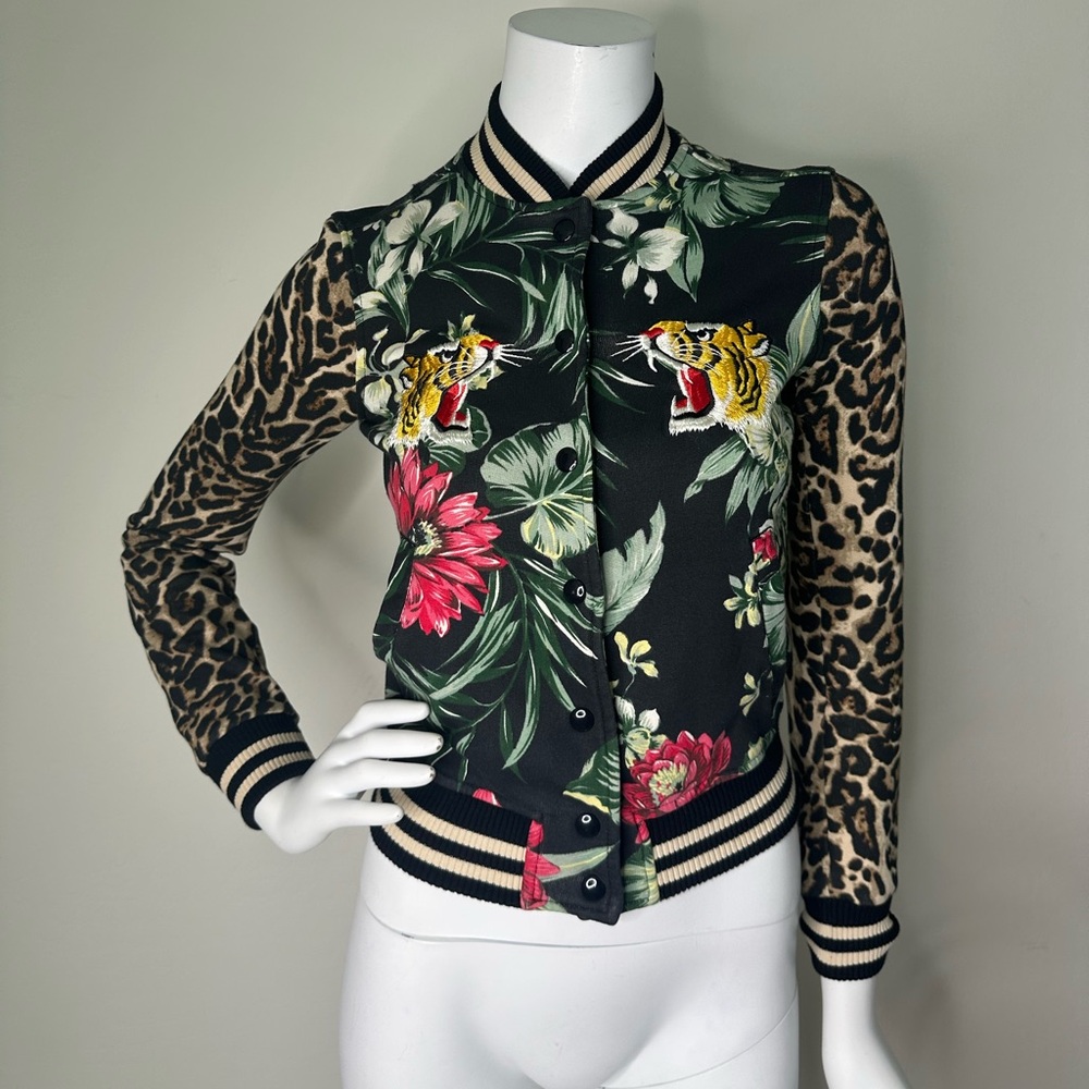 DENIM & SUPPLY RALPH LAUREN RL VINTAGE TIGER FLORAL LEOPARD PRINT JACKET XS